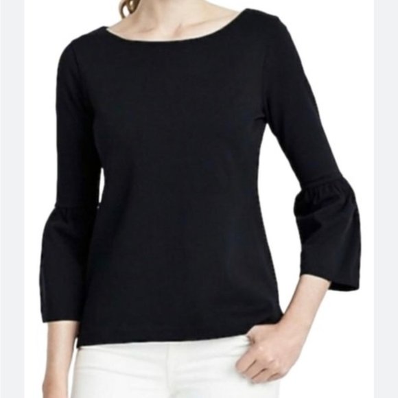 J. Crew Tops - J. Crew Bell 3/4 Sleeve Top Solid Cotton Boatneck Shirt Top Tee T-shirt Blouse